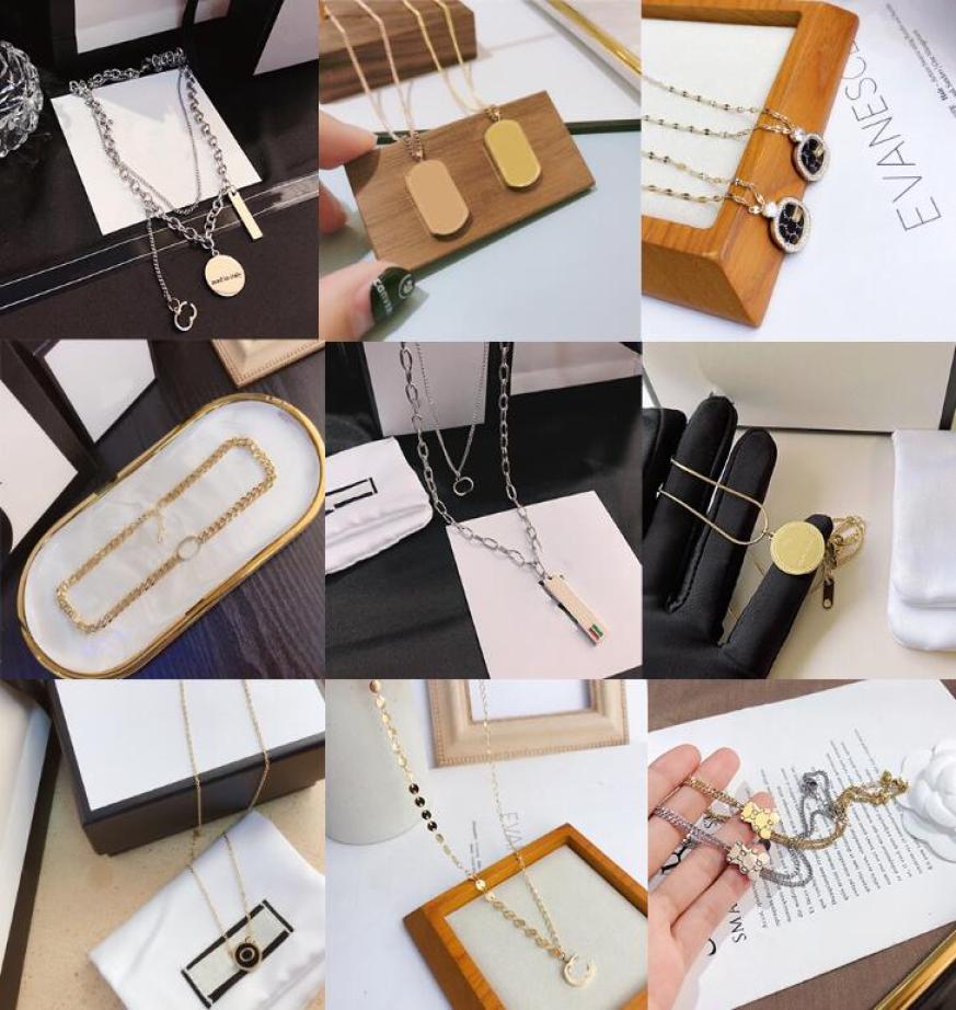 

20style 18K Gold Plated Stainless Steel Necklaces Choker Letter Pendant Statement Fashion Womens Necklace Wedding Jewelry Accessor4223346
