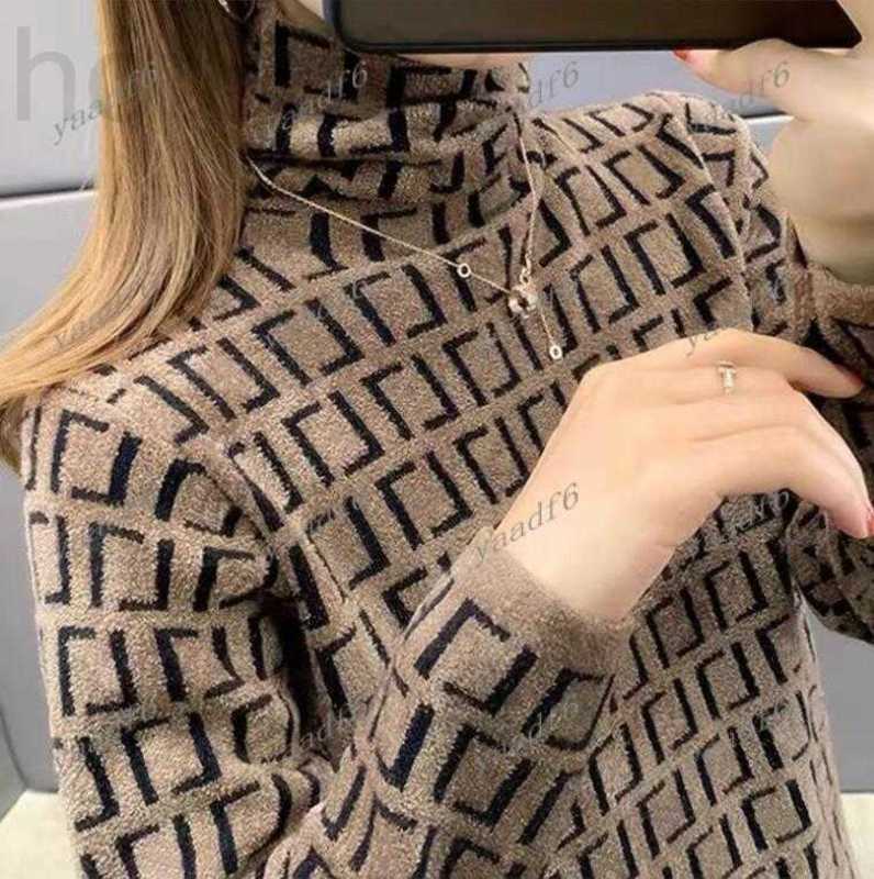 

Women' Sweaters Designer Spring Velvet Jacquard Turtleneck Sweater Autumn and Winter Pullover Fashion Luxury Knitted Elastic Leggings Comfortable IOU8, Brown