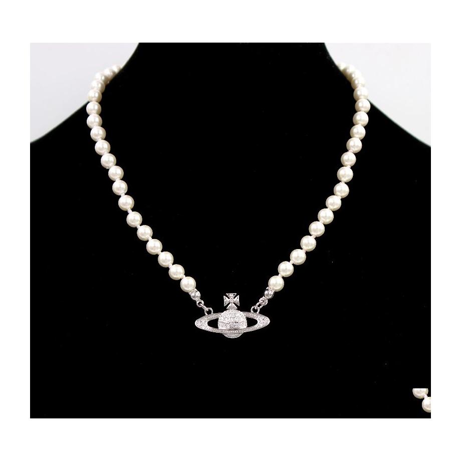 

2016 Pendant Necklaces Designer Vivian Empress Dowager Pearl Chain Princess Necklace Punk Satellite Cavicle Jewelry Drop Delivery Pendants Dhscz