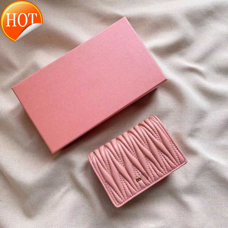 

Luxury Brand Designer bags Wallet Card pack Sheepskin Fold Women's Short change Coin Purse High Value Wallets Versatile Fashion Leather Simple Factory Direct Sale, Pink sheepskin