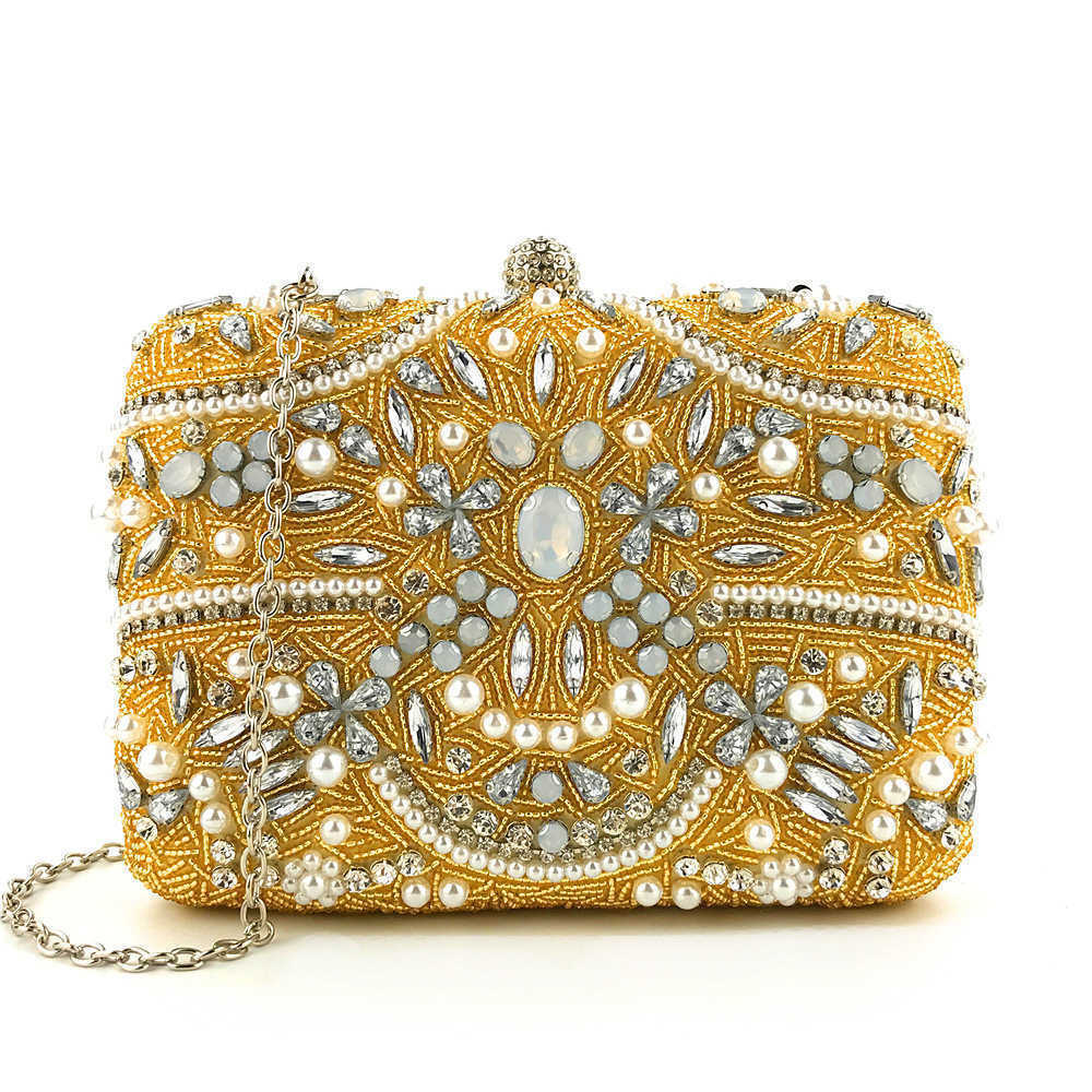 

Hengmei Chaozhou heavy industry Beaded banquet bag fashion chain women's 230317, Beige