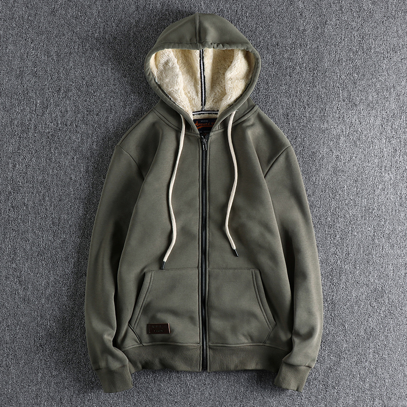 

Mens Hoodies Sweatshirts Natural washing makes old English retro cashmere padded hooded sweater mens autumn and winter trend youth cardigan coat 230316, Blue