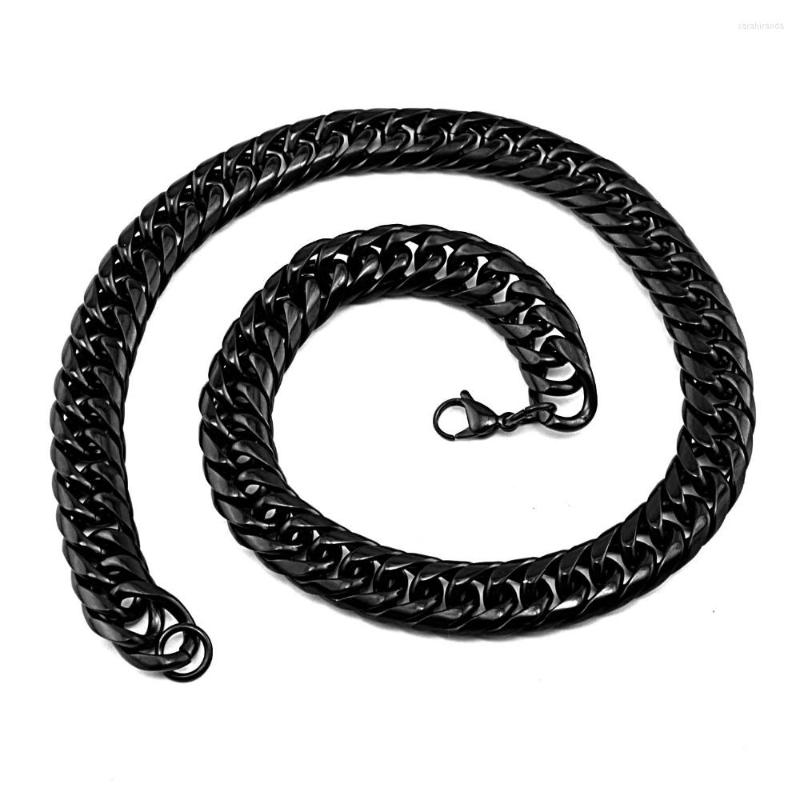 

Chains 17MM Strong Black Stainless Steel Menis Necklace Chain Biker Rock