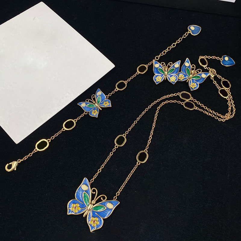 

Conspicuous Blue Butterfly Women Charm Yellow Flower Rings for Lady Green Leaf Ornament Pendant Necklaces Female Oval Ring Bracelets
