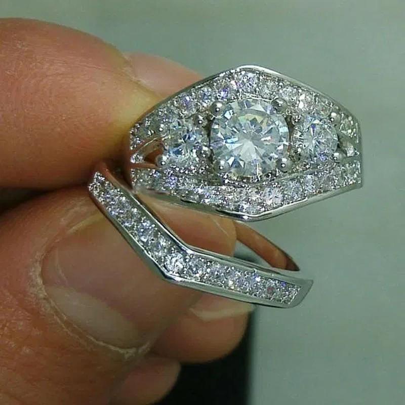 

Wedding Rings CAOSHI Trendy 2Pcs Set Of For Women Modern Luxury Bridal Accessories Sets Brilliant Zirconia Engagement Jewelry