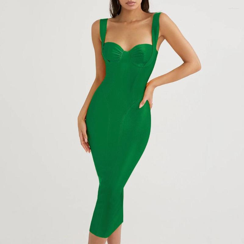 

Casual Dresses 2023 Bodycon Bandage Dress Women Sexy Spaghetti Strap Clothing Club Party Evening, Green