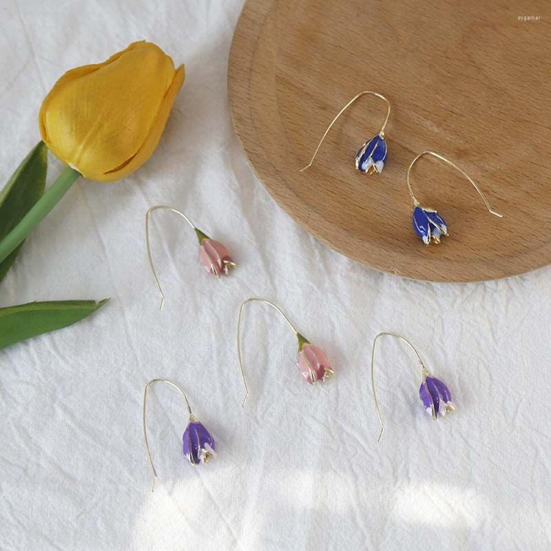 

Dangle Earrings Retro Tulip Minority Korean Gentle Sweet Girl Simple Spring Fashion Trendy