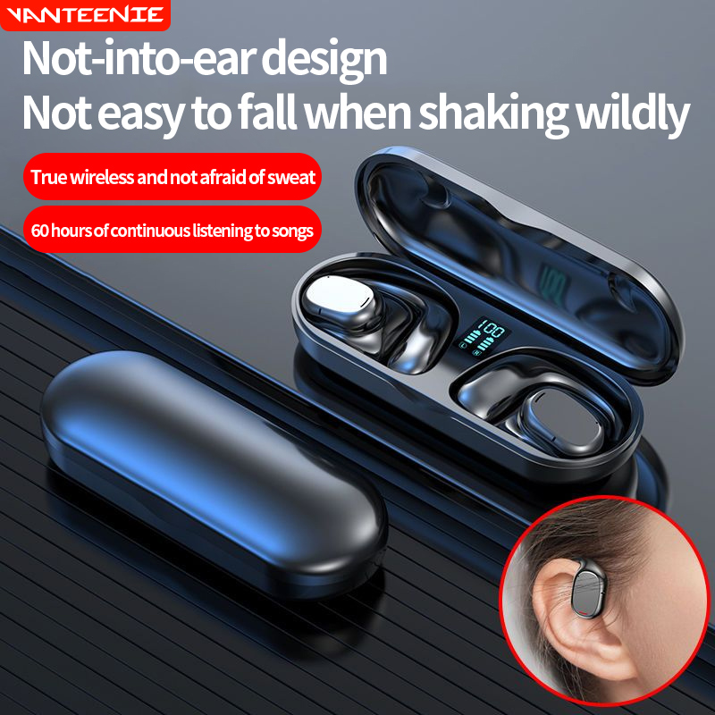 

js270 Bluetooth Earphones Wireless In-Ear Sports Stereo TWS Headphones Ear-hanging Painless Wearing, Black