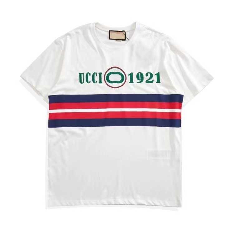 

Correct version 2022 summer new gujia T-shirt Pure Cotton Street loose printed short sleeve net red same style, Blue stripes