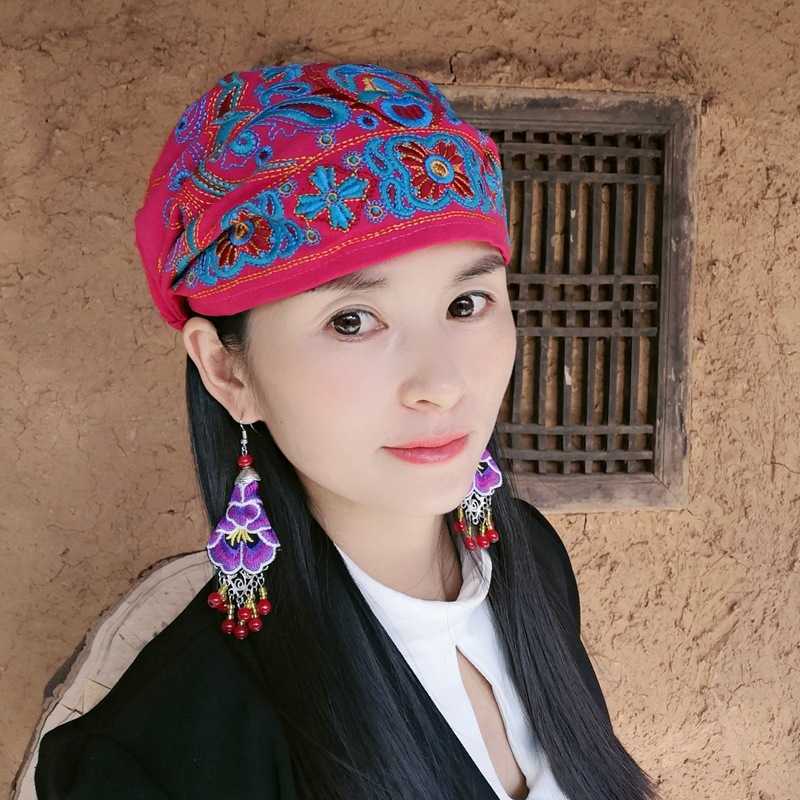 

Hijabs Scarves Wraps Bandanas Durag Men's Women's Ethnic style cotton hemp dragon and Phoenix Chengxiang embroidered hat leisure scarf Baotou Hat Womens four seasons