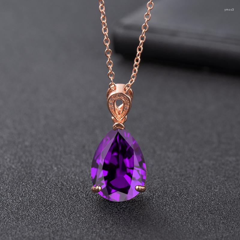 

Pendant Necklaces Original Waterdrop Shaped Crystal Zircon For Women Luxury Rosegold Clavicle Chain Necklace Minimalist Jewelry