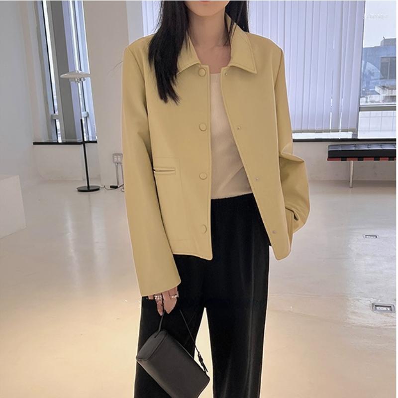 

Women's Leather 2023 Genuine Jacket Women Clothing Loose Korean Sheepskin Warm Casual Coat Couro Genuino Feminino Zm2691, Black