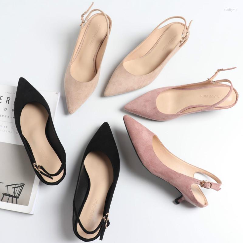 

Dress Shoes Women's Slingbacks High Heels Woman 2023 Flock Pointed Toe Casual Pumps Female Wedding Sandals, Picture shown