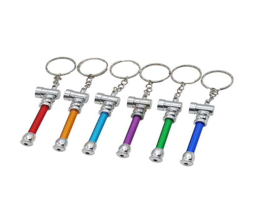

Newest Metal Pipe Keychain Aluminum Alloy Mini Smoking Pipe Tube Portable Unique Design Easy Carry Clean3724160