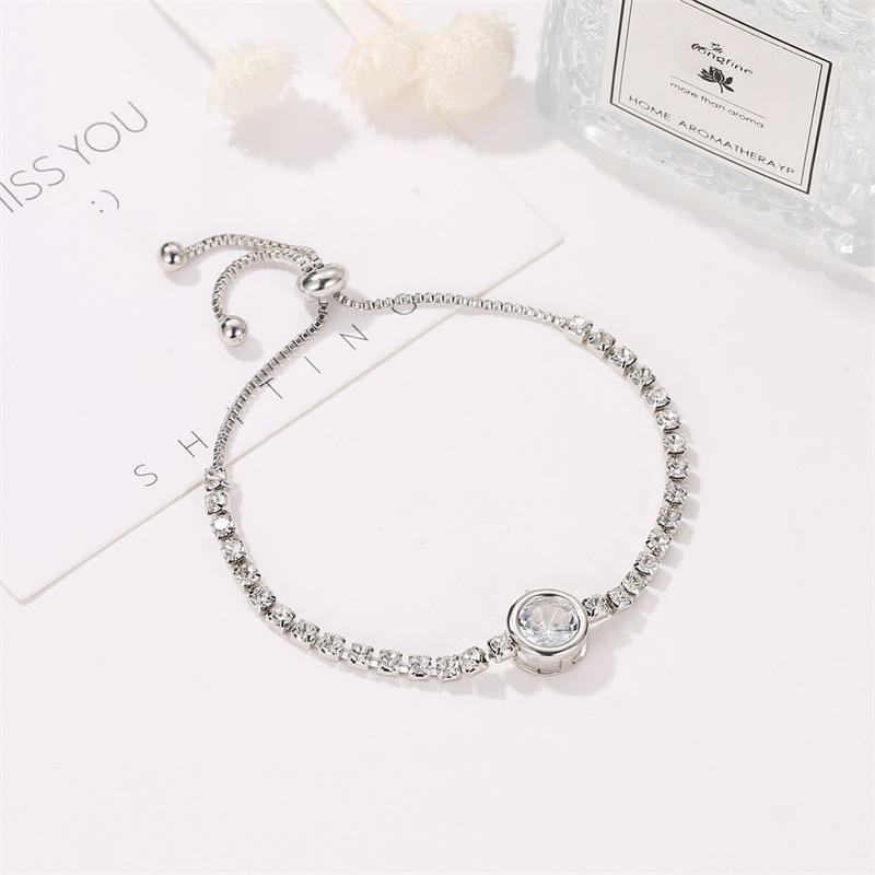 

Charm Bracelets Fashion Women Bracelet Round Heart Rhinestone Adjustable Bangles Wristband For Party Jewelry