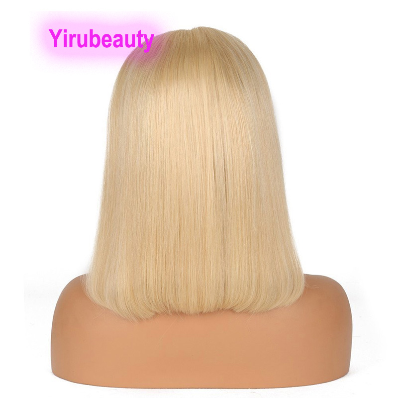 

Brazilian Human Hair 4X4 Lace Front Bob Wig Silky Straight 10-16inch Middle Part Yirubeauty, Blonde