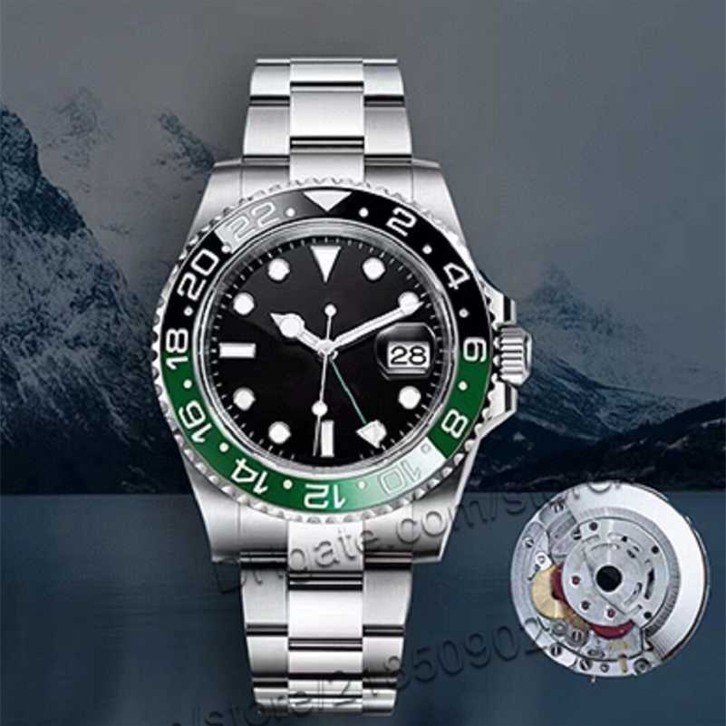 

Rolax Luxury Men watches gmt ii man watch pepsi bezel green dial 904l 40mm automatic mechanical movement orologio diamonds bang jason007 waterproof ayw B5O5