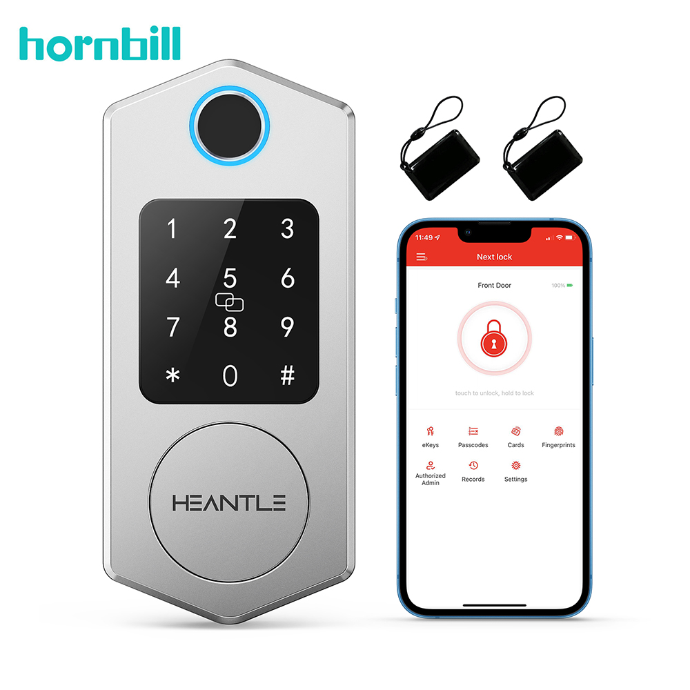 

HEANTLE Smart Lock Biometric Fingerprint Digital Door Locks Keyless Entry for Front Door with Touchscreen Keypads and IC Fob Unlocking