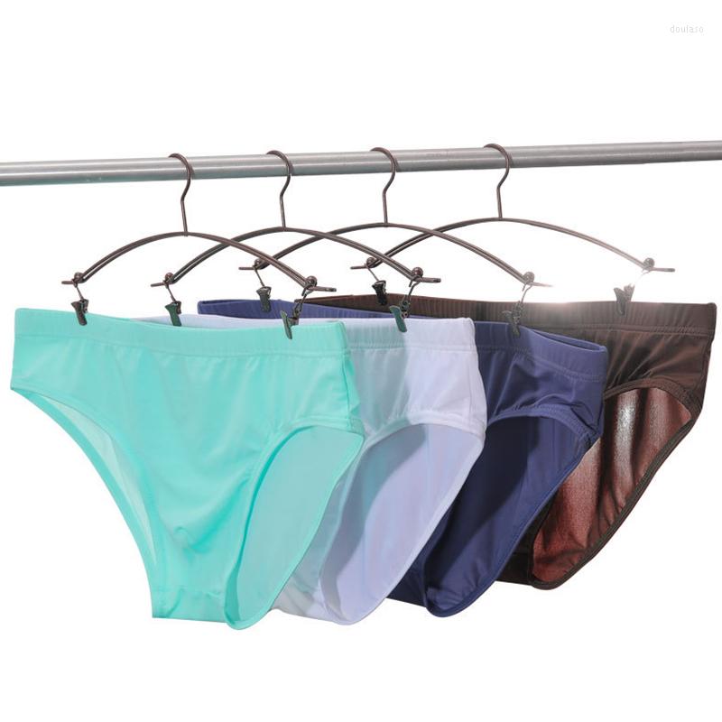 

Underpants Ice Silk Men Underwear Briefs Sexy Transparent Silky Lace Quick-Drying Size From -4XL