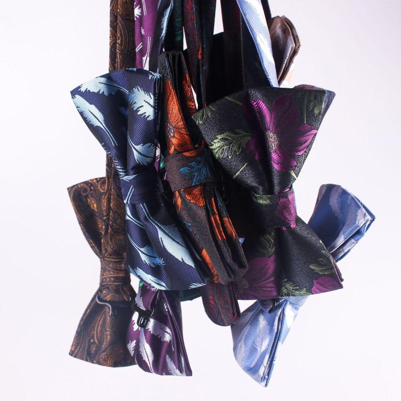 

Bow Ties Man Bowtie Vintage Floral Butterfly Knot Polyester Jacquard For Men Accessories Wedding Party Black Cravat Bowties