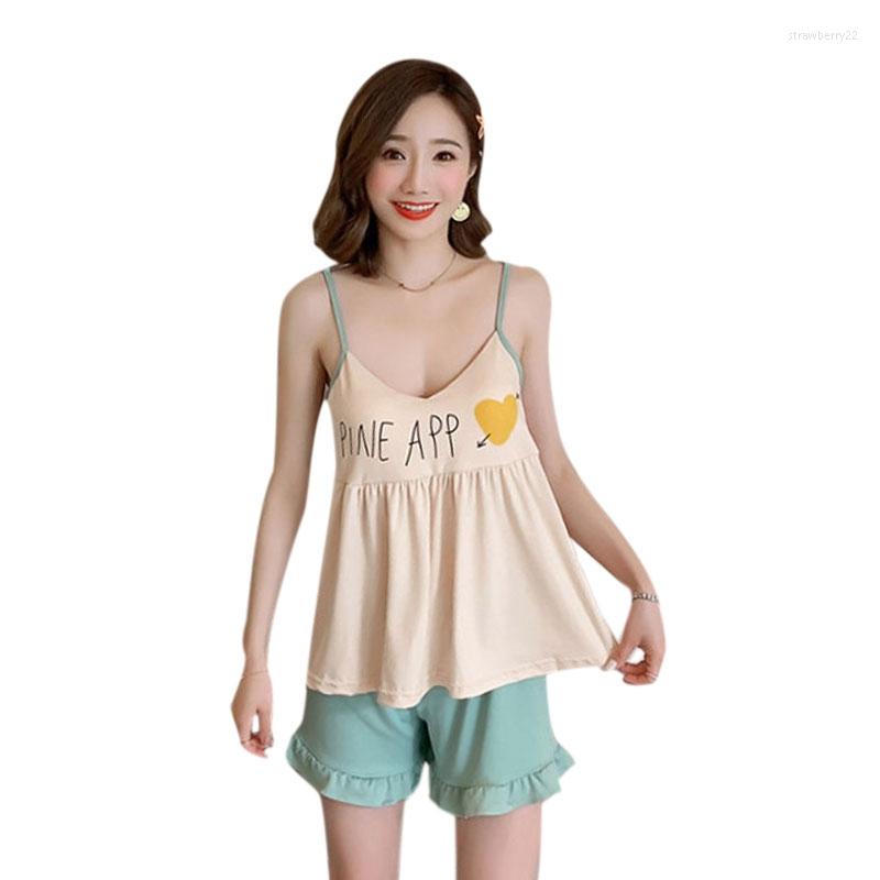 

Women's Sleepwear Women Summer Sexy Sweet Pajamas Two-piece T-shirts&Shorts Ladies Preppy Style Kawaii Outfits Pajama Sets, Picture shown