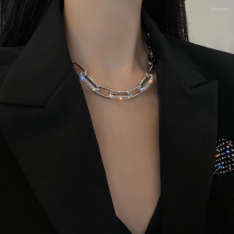 

Choker 2023 Silver Color Crystal Short Necklace For Woman Korean Fashion Jewelry Punk Gothic Girl's Chain