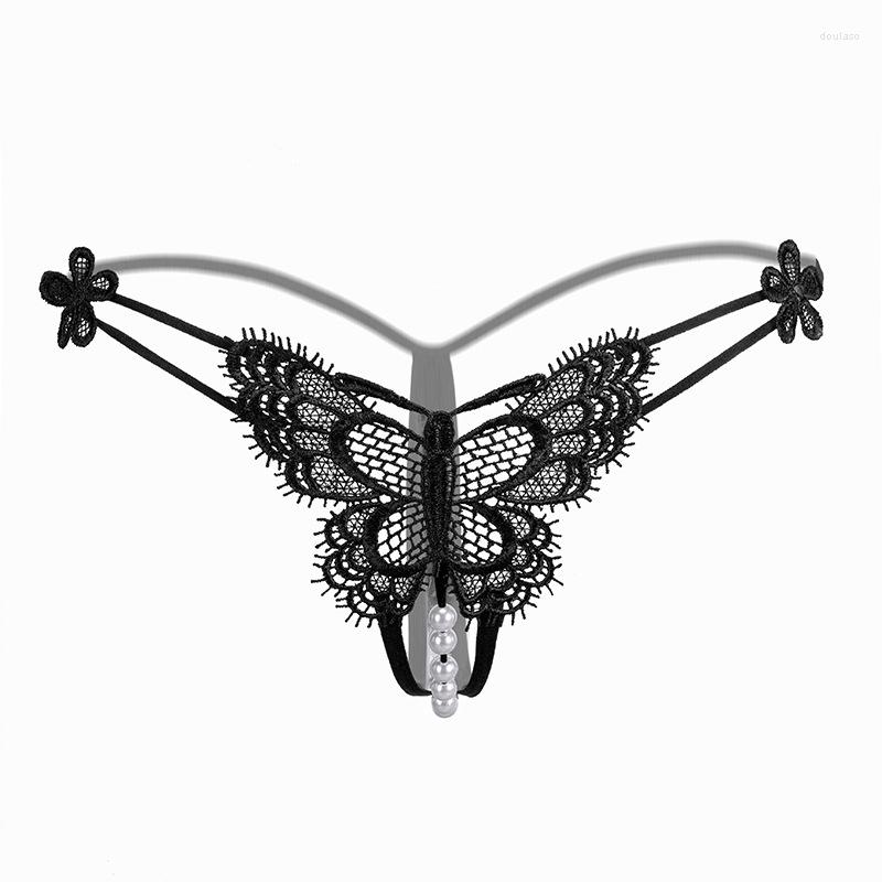 

Women's Panties BZEL Sexy Butterfly Thongs Women's Underwear Open Crotch Comfort Lingerie Female Tangas With Massage Pearl Panty, Black panties