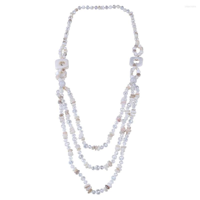 

Chains Classic White Natural Stone & Crystal Shell Necklace Fashion Jewellery For Woman Party