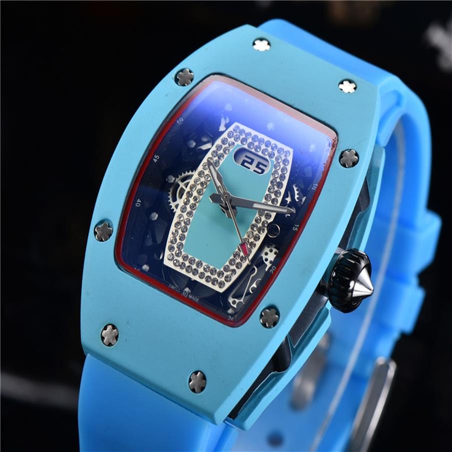 

Top digite version Skeleton Dial All Fiber Pattern Case Japan Sapphire woman Watch Rubber Designer Sport Watches285q, R56