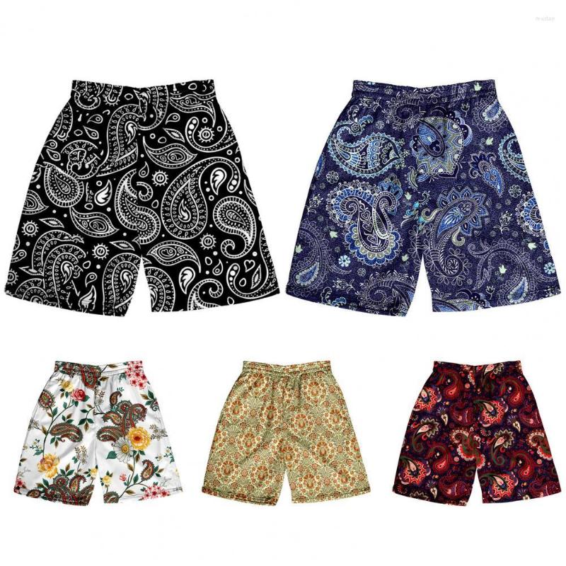 

Men's Shorts Men Print Elastic Waist Beach Deep Crotch Summer Comfortable Swimming For Holiday, White