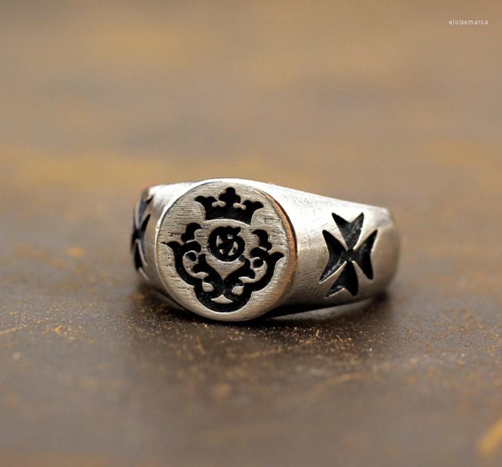 

Cluster Rings Handmade Vintage S925 Sterling Silver Thai Queen Crown Ring