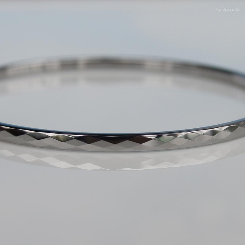 

Bangle 3mm Width Vary Diametre To Choose Classic Facet Hi Tech Tungsten Silver Tone