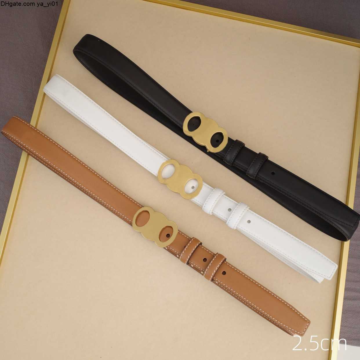 

Fashion Designer Belt belts For Men Womens Smooth Gold Buckle Leather Ladies Classic Casual Ceinture Girdle Width 2.5CM With Box, Green