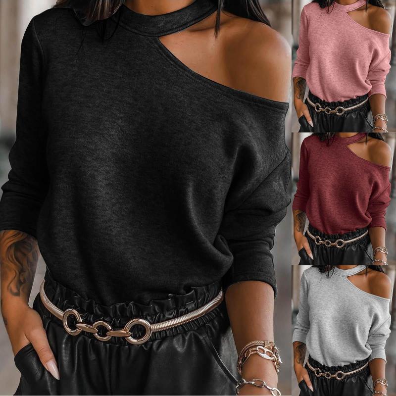 

Women' Blouses Sexy Off Shoulder Halter Sweater Women Blouse Winter Warm Long Sleeves O Neck Loose Tops Fashion Club Party Ladies Shirts, Pink