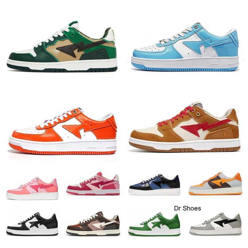 

2023 Bapestas Baped Designer Casual Shoes Platform Sneakers Bapesta Sk8 Sta Patent Leather Green Black White Plate-forme Brown Ivory for Men, C032