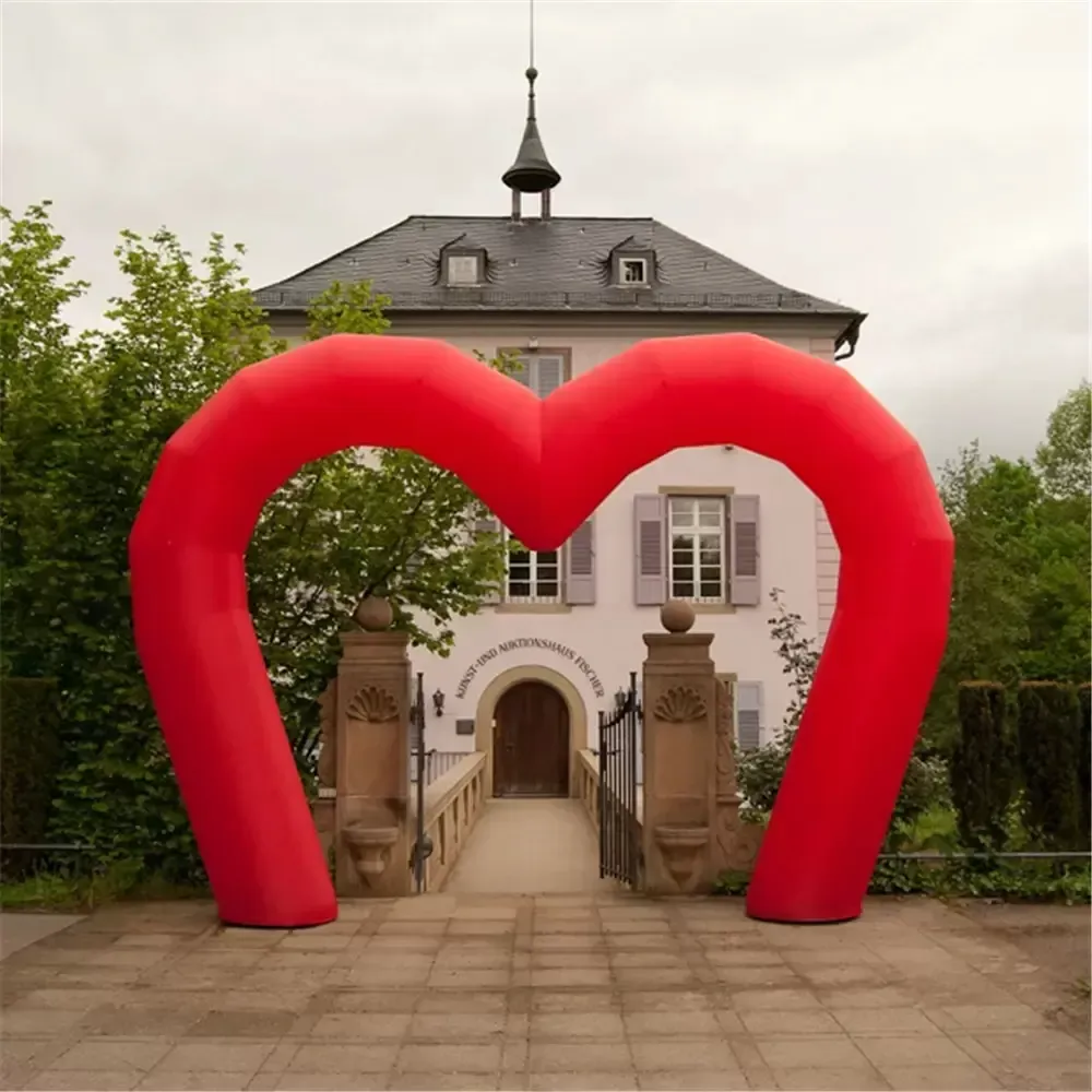 

Customized Valentines Decoration inflatable heart style love archway entrance gate balloon decor Free standing with 1 pcs base blowers for Party Festival no light