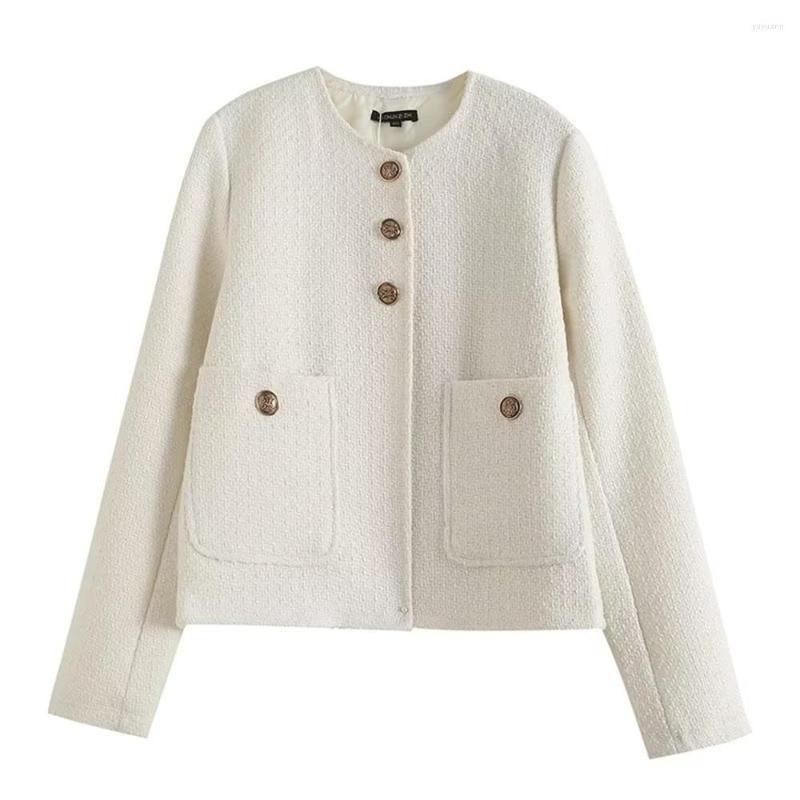 

Women' Jackets COS LRIS 2023 Autumn Arrival Women' Fit-fit Gold Button Short Jacket Cardigan 06009569800, Beige