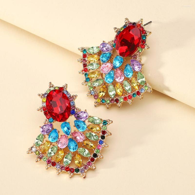 

Stud Earrings Bohemian Fashion For Women Design Colorful Crystal Female Unusual Charm Party Jewelry Ear Accessories