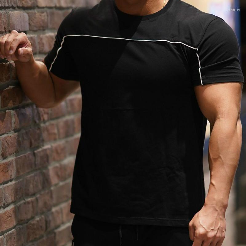 

Men's T Shirts Fashion Men Bodybuilding Workout Cotton Gym Tee Tops Clothes, Black white