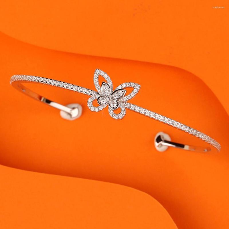 

Bangle Fashionable Delicate 0penwork Butterfly Bracelet Women's Zircon Shining Gorgeous Luxury Accessories Party Brand 2023