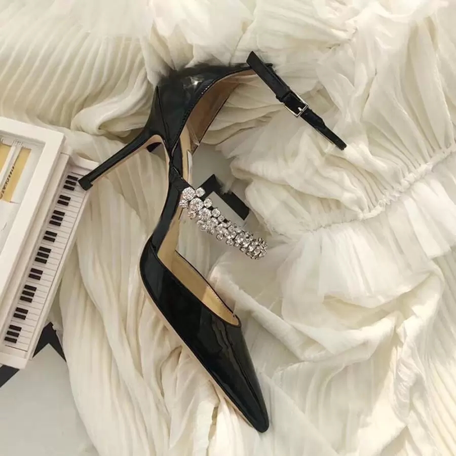 

Famous Brands Women Dress Shoe high heels Pumps Bing High-Heels Crystal Straps Stiletto Heel Sexy Pointed Toe Party Wedding EU35-41 With Box super quality