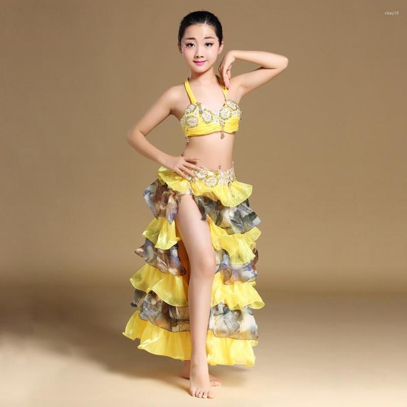 

Stage Wear 2023 Girls Performance Belly Dancing Clothes Oriental Skirts Outfit Kids Children Dance Costume Set, Red