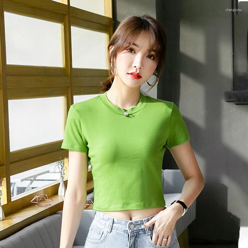 

Women' T Shirts MRMT 2023Brand Navel Exposed Short Sleeve T-Shirt Women' Bottomed Shirt High Waist Slim Fit Small Round Neck Blouse, Gray