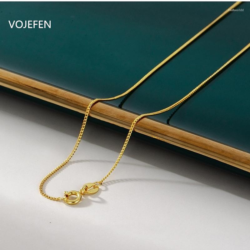 

Chains VOJEFEN 18k Gold Cuban Choker Necklace Genuine Solid Chain Long Link Fine Jewelry In Luxury Real Women Necklaces Female