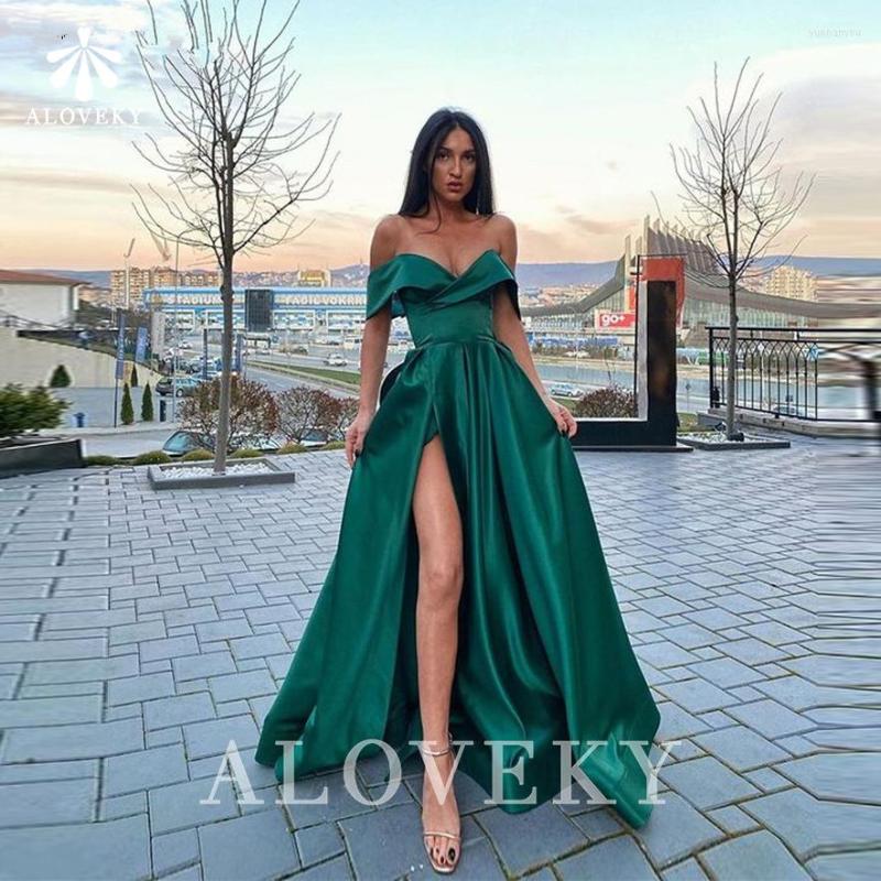 

Party Dresses Sexy Green Satin High Split Evening Off The Shoulder Women Dress Sweetheart Prom Gown With Floor-Length Plus Size, Purple