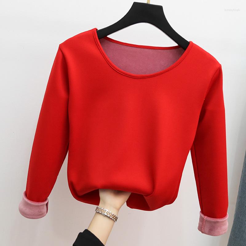 

Women's T Shirts Plus Velvet Long Sleeves Tops Autumn And Winter Women's Fashion Keep Warm 2023 Casual T-shirt, Black