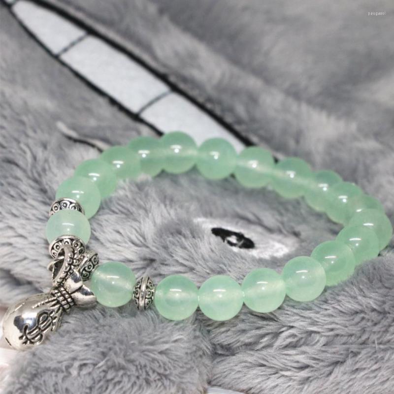 

Strand Fashion Light Green Chalcedony Jades Stone 8mm Round Beads Bracelets For Women Wholesale Price Elegant Jewelry 7.5inch B2034