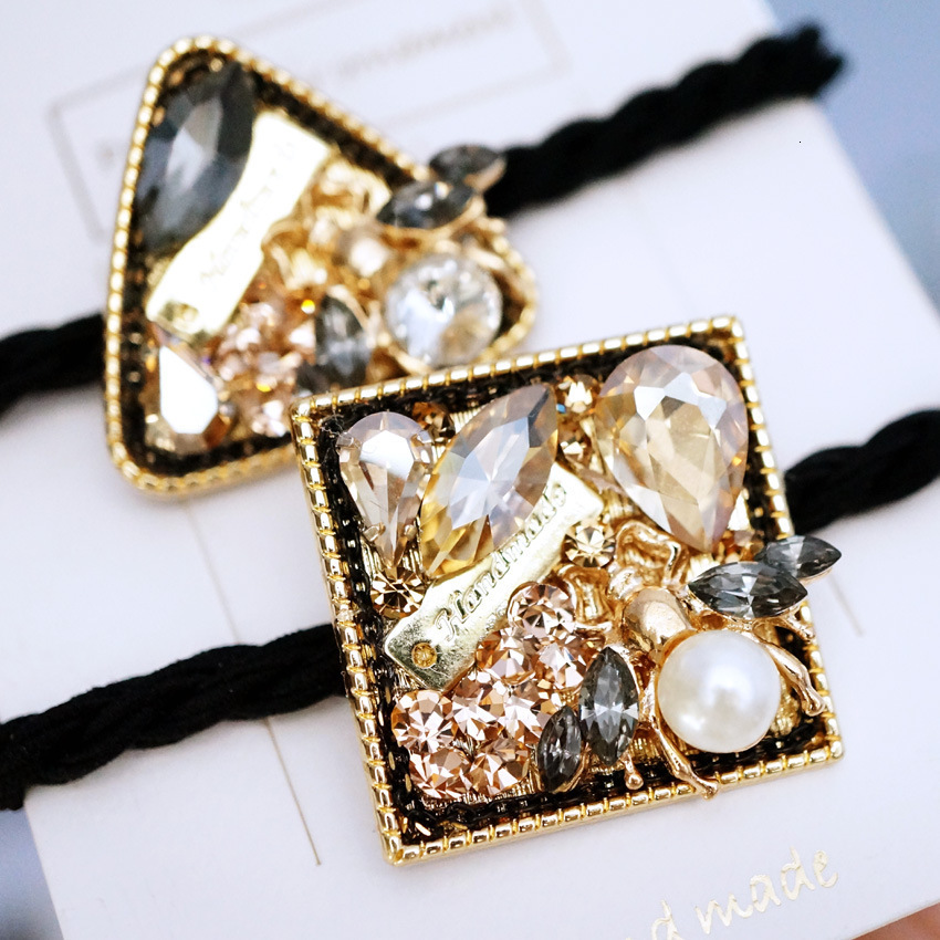 

Headwear Hair Accessories Amber Honey Diamonds Pearls Square Triangel Elastic Hairband Party Cute Women Headwear 230316