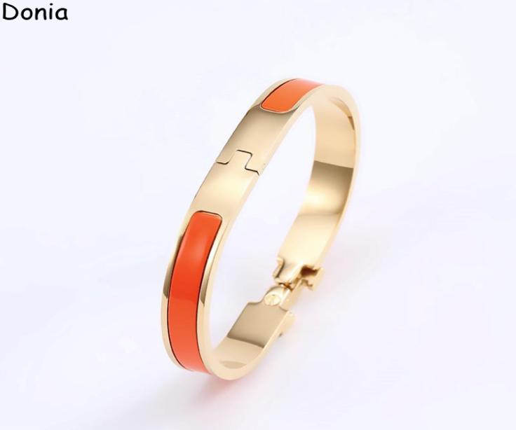 

Donia Jewelry Luxury Bangle European and American Fashion Enamel 8mm Wide Titanium Steel Letter Bracelet4585015