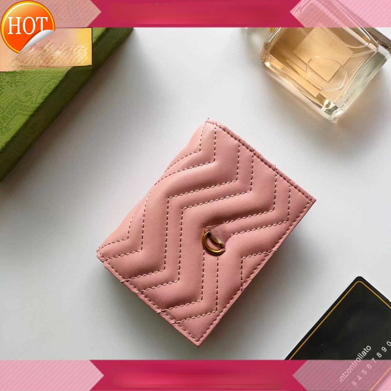 

Luxury Brand Designer Wallet card bag Handbag Classic Leather Women's Purse Small Exquisite Large and Short Original Foreign Trade Wholesale Factory Direct Sale, Red